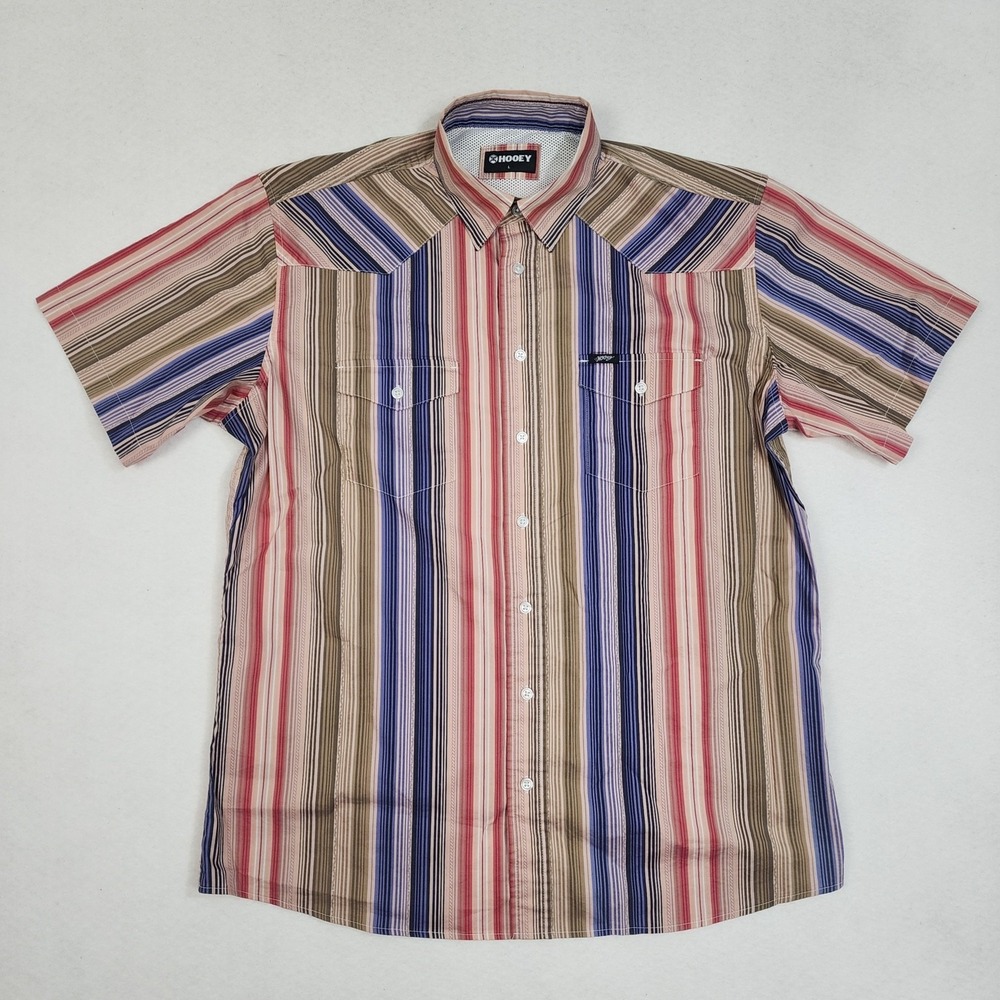 Hooey Maverick Western Shirt Mens Large Multicolor Striped Mesh Lined Button Up